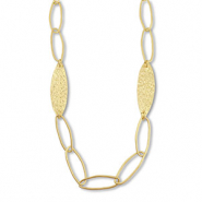 Statement schakelkettingen oval with leaf Gold