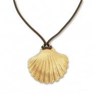 Statement kettingen touw with shell Dark green-gold