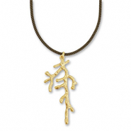 Statement kettingen touw with coral Dark green-gold