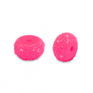 Kralen van resin rondellen 8mm Neon pink