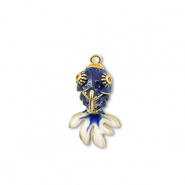 Eco-brass&reg; metaal bedels fish Gold-dark blue-white