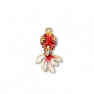 Eco-brass&reg; metaal bedels fish Gold-red-white