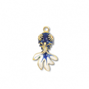Eco-brass&reg; metaal bedels fish Gold-dark blue-white