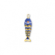 Brass TQ metaal bedels fish Gold-blue-yellow-white