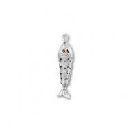 Brass TQ metaal bedels fish Silver-orange