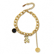 Armbanden van Stainless steel Roestvrij staal (RVS) bear Gold