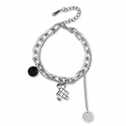 Armbanden van Stainless steel Roestvrij staal (RVS) bear Silver