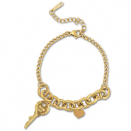 Armbanden van Stainless steel Roestvrij staal (RVS) key Gold