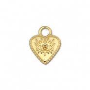 Bedels van Stainless steel Roestvrij staal (RVS) heart with Eye of Providence Gold