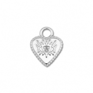 Bedels van Stainless steel Roestvrij staal (RVS) heart with Eye of Providence Silver