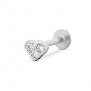 Oorpiercing van Stainless steel Roestvrij staal (RVS) heart Silver