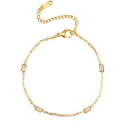 Armbanden van Stainless steel Roestvrij staal (RVS) crystal Gold