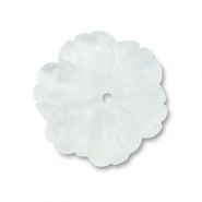 Kralen natuursteen flower Transparent white