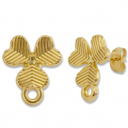 Benodigdheden van Stainless steel Roestvrij staal (RVS) oorbellen / oorsteker clover with loop Gold