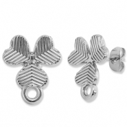 Benodigdheden van Stainless steel Roestvrij staal (RVS) oorbellen / oorsteker clover with loop Silver