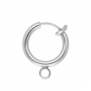 Benodigdheden van Stainless steel Roestvrij staal (RVS) clipoorbellen creolen met oogje 14mm Silver