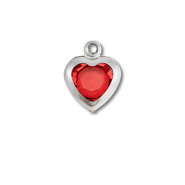 Bedels van Stainless steel Roestvrij staal (RVS) heart Silver-red