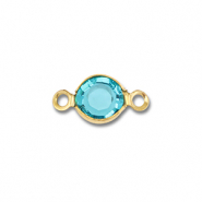 Benodigdheden van Stainless steel Roestvrij staal (RVS) connector round Gold-aquamarine blue
