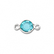 Benodigdheden van Stainless steel Roestvrij staal (RVS) connector round Silver-aquamarine blue