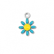 Bedels van Stainless steel Roestvrij staal (RVS) flower Silver-blue-yellow
