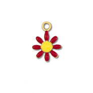 Bedels van Stainless steel Roestvrij staal (RVS) flower Gold-dark red-yellow