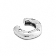Oorbellen van Stainless steel Roestvrij staal (RVS) ear cuff with zirconia Silver-crystal