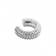 Oorbellen van Stainless steel Roestvrij staal (RVS) ear cuff with zirconia Silver-crystal