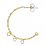 Benodigdheden van Stainless steel Roestvrij staal (RVS) oorbellen creolen with 3 loops Gold