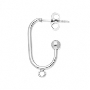 Benodigdheden van Stainless steel Roestvrij staal (RVS) oorbellen / oorsteker oblong oval with loop Silver