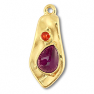 Metaal bedels DQ irregular Goud (nikkelvrij)-purple-red