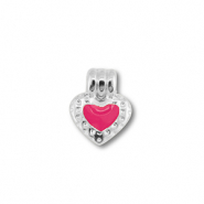 Metaal bedels DQ heart Antiek zilver (nikkelvrij)-magenta