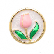 Pins tulip Gold-light pink-green-white