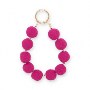 Sleutelhangers pompom Magenta pink-gold