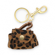 Sleutelhangers handbag with leopard print Brown-black-gold