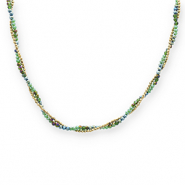 Kettingen van Stainless steel Roestvrij staal (RVS) top faceted beads Gold-green-green AB