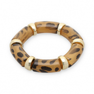 Armbanden resin with leopard print Gold-transparent light amber brown-black