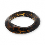 Armbanden bangle resin with leopard print Transparent amber brown
