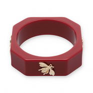 Armbanden bangle resin with bee Dark red-gold