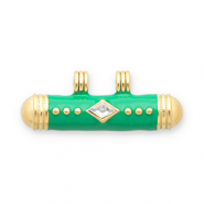 Message bead bedels van Stainless steel Roestvrij staal (RVS) Gold-green-transparent