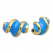 Kralen van Stainless steel Roestvrij staal (RVS) twisted Gold-blue