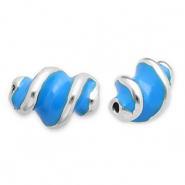 Kralen van Stainless steel Roestvrij staal (RVS) twisted Silver-blue