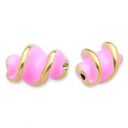 Kralen van Stainless steel Roestvrij staal (RVS) twisted Gold-pink
