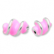 Kralen van Stainless steel Roestvrij staal (RVS) twisted Silver-pink