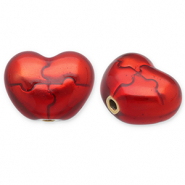 Kralen van Stainless steel Roestvrij staal (RVS) heart Gold-red