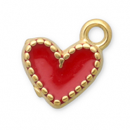 Bedels van Stainless steel Roestvrij staal (RVS) heart Gold-red