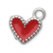 Bedels van Stainless steel Roestvrij staal (RVS) heart Silver-red