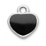 Bedels van Stainless steel Roestvrij staal (RVS) heart Silver-black
