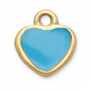 Bedels van Stainless steel Roestvrij staal (RVS) heart Gold-blue