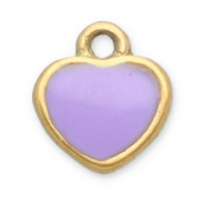 Bedels van Stainless steel Roestvrij staal (RVS) heart Gold-lilac