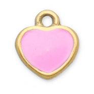 Bedels van Stainless steel Roestvrij staal (RVS) heart Gold-pink